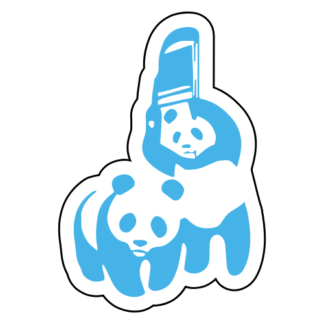 Funny Panda Fight Sticker (Baby Blue)